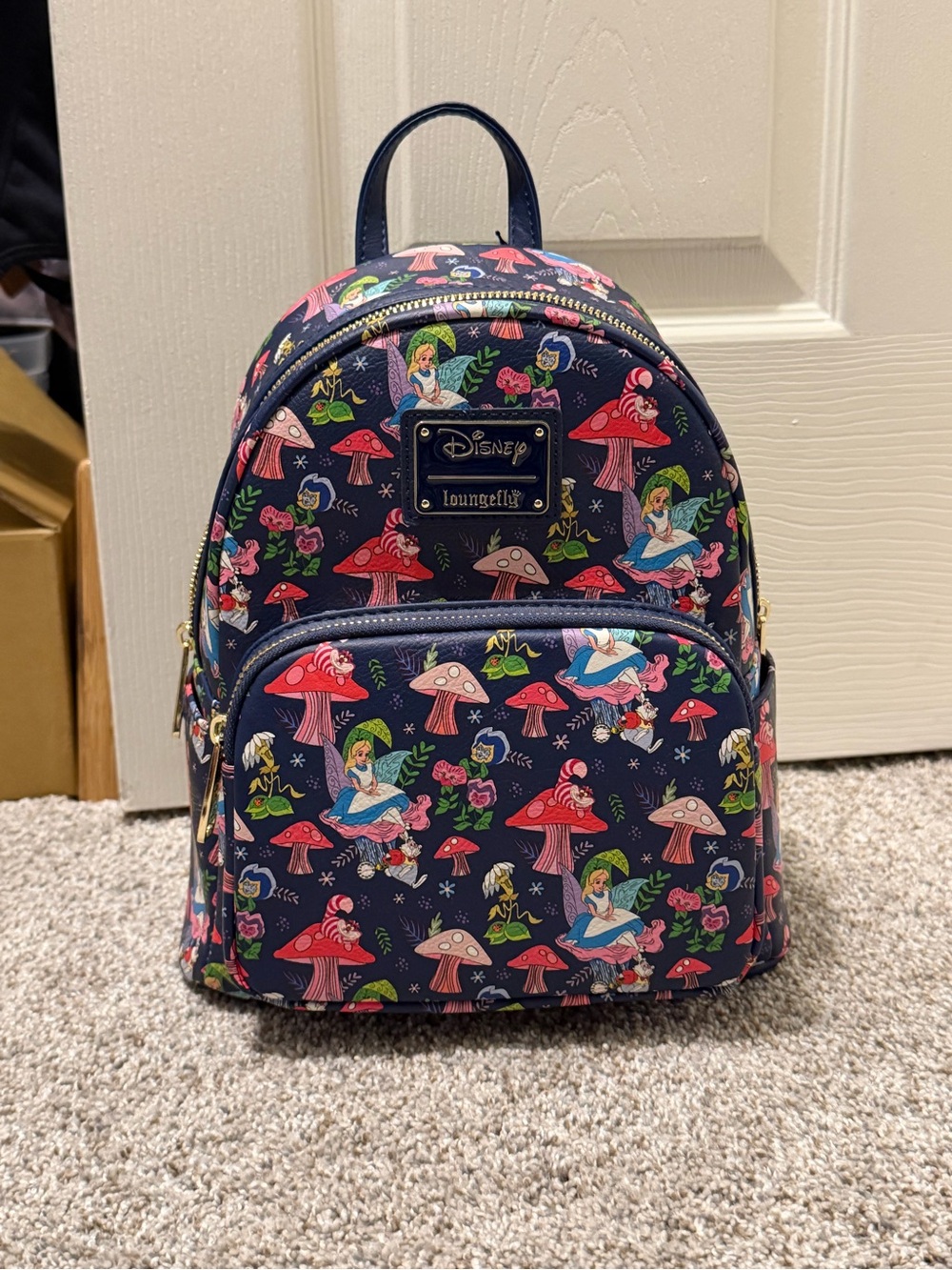 Loungefly Navy Alice in Wonderland Mushroom Mini Backpack